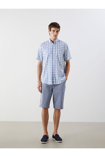 LC Waikiki Regular Fit Short Sleeve Plaid Dobby Men's Shirt