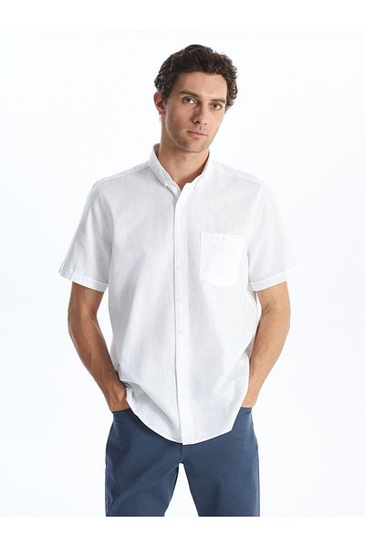 LC Waikiki Regular Fit Short Sleeve Linen Blended Men's Shirt