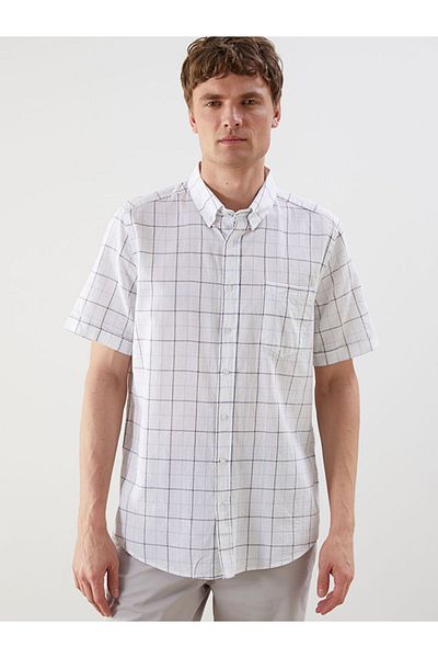 LC Waikiki Regular Fit Short Sleeve Plaid Dobby Men's Shirt