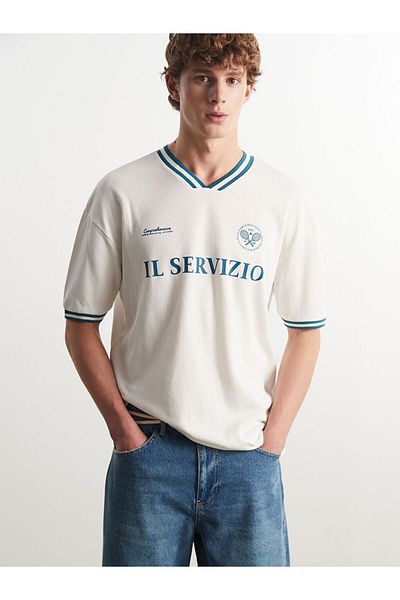 LC Waikiki New Season V-Neck Printed Men's T-Shirt - S5Ov55Z8