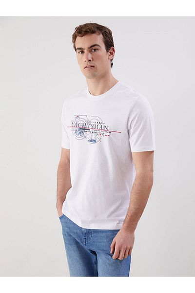 LC Waikiki New Season Crew Neck Κοντό μανίκι εμπριμέ χτενισμένο βαμβακερό ανδρικό Tisort - S5FC15Z8