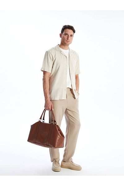 LC Waikiki Regular Fit Short Sleeve Linen Blended Men's Shirt