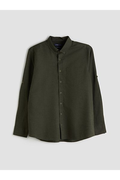 LC Waikiki Regular Fit Long Sleeve Linen Blended Men's Shirt