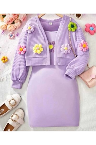 TARZMANYA KİDS PAPATYA CEKETLİ KALIN ASKILI PENYE ELBİSELİ TAKIM