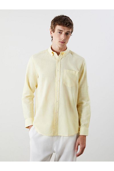 LC Waikiki Regular Fit Long Sleeve Linen Blended Men's Shirt
