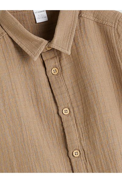 LC Waikiki Light Brown Basic Cotton Boy's Shirt