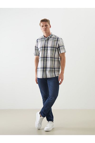 LC Waikiki Regular Fit Short Sleeve Plaid Poplin Men's Shirt
