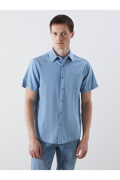 LC Waikiki Jeans Indigo Regular Fit Short Sleeve Men's Jean Shirt