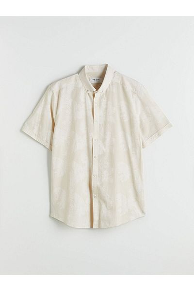 LC Waikiki Slim Fit Short Sleeve Patterned Poplin Men's Shirt