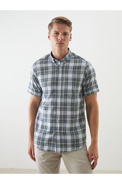LC Waikiki Regular Fit Short Sleeve Plaid Men's Shirt