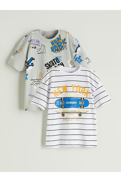 LC Waikiki Crew Neck Striped Boys' T-Shirt Pack of 2
