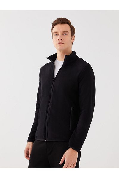 LC Waikiki Stand Collar Long Sleeve Fleece Men's Sports Cardigan