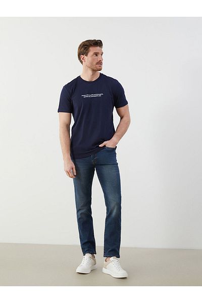 LC Waikiki New Season Crew Neck εμπριμέ χτενισμένο βαμβακερό ανδρικό Tisort - S5J863Z8