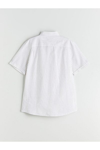 LC Waikiki Regular Fit Short Sleeve Striped Linen Blended Men's Shirt