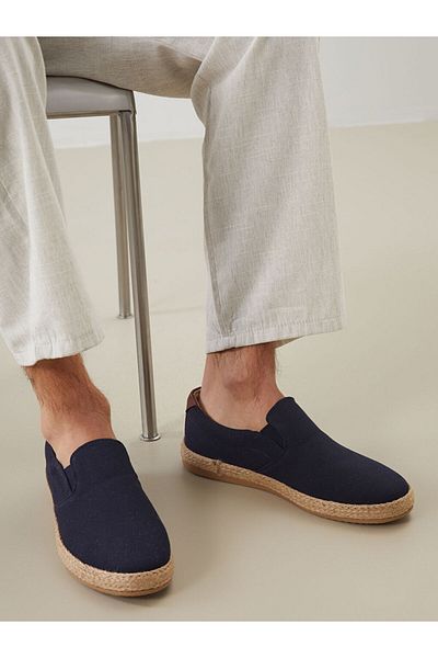 LC Waikiki Navy Blue Straw Sole Men's Espadrille Shoes