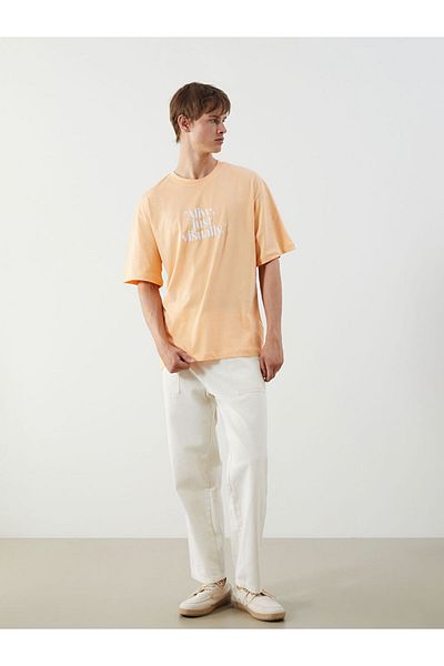 LC Waikiki New Season Crew Neck εμπριμέ χτενισμένο βαμβακερό ανδρικό Tisort - S5QU23Z8