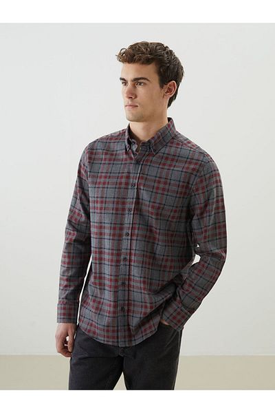 LC Waikiki Regular Fit Long Sleeve Plaid Dobby Men's Shirt