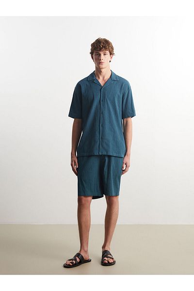 LC Waikiki Ανδρικό πουκάμισο με υφή με κοντό μανίκι New Season Comfortable Fit - S5OG41Z8