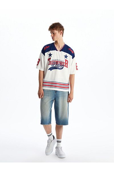 LC Waikiki V-Neck Short Sleeve Printed Men's T-Shirt