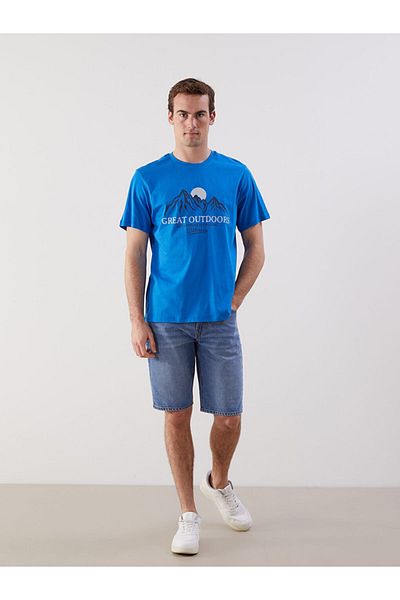 LC Waikiki Tricou pentru bărbați din bumbac pieptănat imprimat cu mânecă scurtă, sezon nou - S5HP85Z8