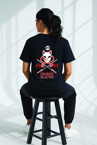 By Caspita Fashion Tricou negru oversize unisex cu imprimeu pe spate Lenithra...