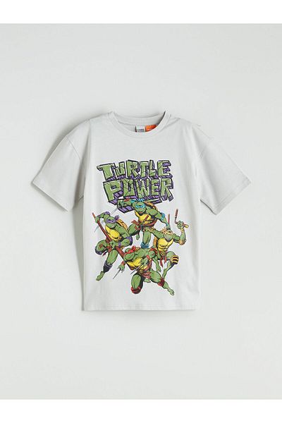 LC Waikiki Gray Crew Neck Ninja Turtles Printed Boys T-Shirt
