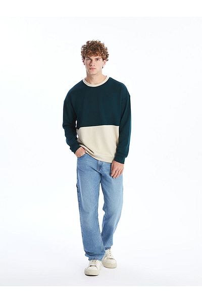 LC Waikiki Crew Neck Long Sleeve Color Block Men's Sweatshirt