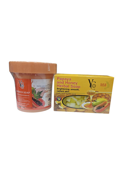 YC صابون بابايا بالعسل واي سي + صابون استحمام واي سي بابايا 300 جرام قطعتين