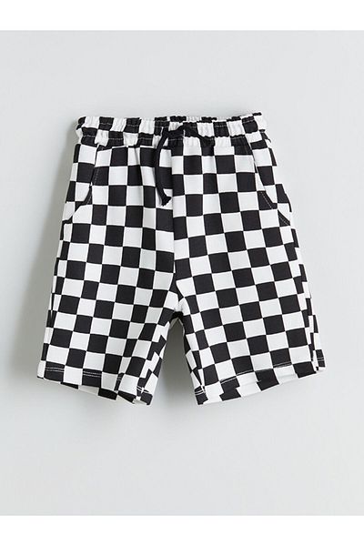 LC Waikiki Black Patterned Boy's Shorts with Elastic Waist