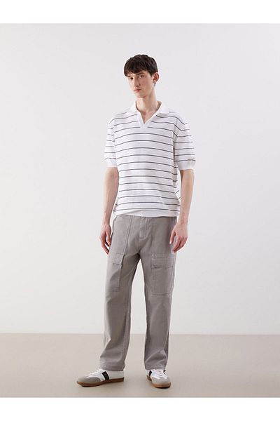 LC Waikiki Polo Neck Short Sleeve Men's Textured Knitwear Sweater