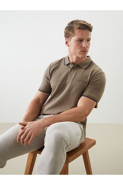 LC Waikiki Polo Neck Short Sleeve Men's Textured T-Shirt