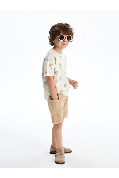 LC Waikiki Green Elastic Waist Basic Muslin Boy's Shorts