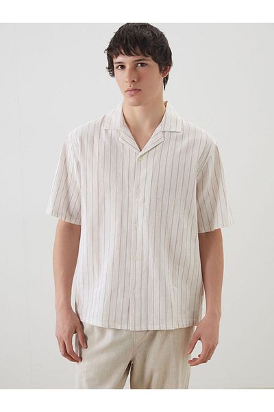 LC Waikiki New Season Comfortable Fit Short Sleeve Linen Blend Men's Shirt - S5Fo94Z8