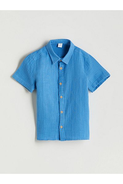 LC Waikiki Lcw Baby Blue Basic Cotton Boy's Shirt
