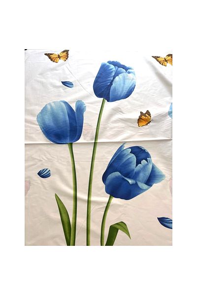 Freedom Material textil, bumbac 100% natural latime 240 cm, model lalele albastru