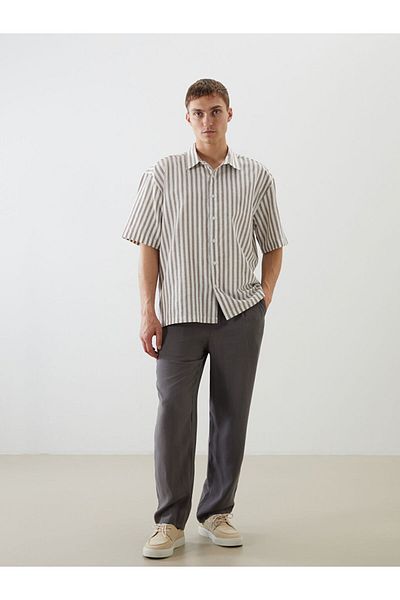 LC Waikiki Regular Fit Short Sleeve Striped Dobby Men's Shirt