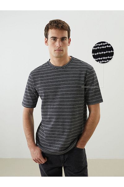 LC Waikiki Crew Neck Striped Men's Textured T-Shirt