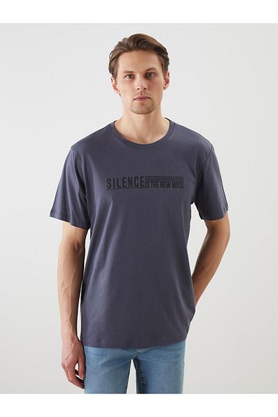 LC Waikiki New Season Crew Neck Κοντό μανίκι εμπριμέ χτενισμένο βαμβακερό ανδρικό Tisort - S5K353Z8