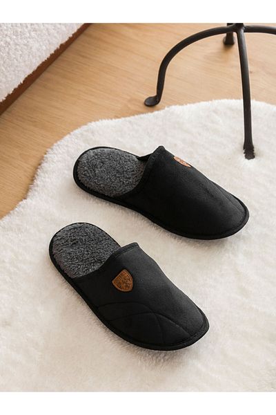 LC Waikiki Embroidery Detailed Plush Men's House Slippers