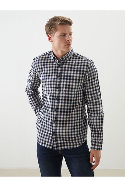 LC Waikiki Regular Fit Long Sleeve Plaid Poplin Men's Shirt