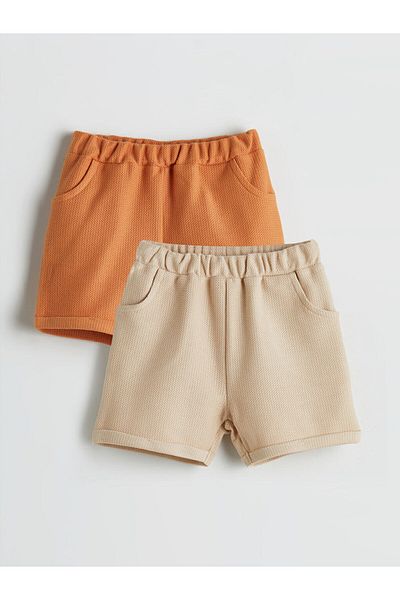 LC Waikiki Elastic Waist Basic Baby Boy Shorts 2-Piece