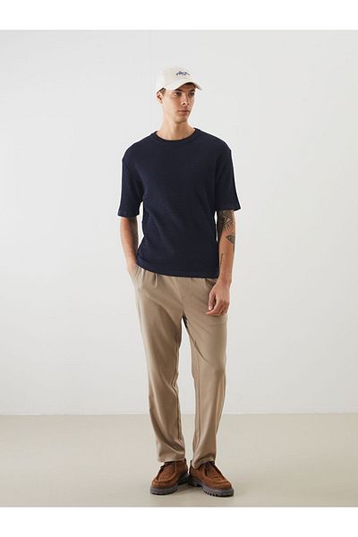LC Waikiki Crew Neck Short Sleeve Men's Textured Knitwear Sweater