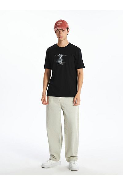 LC Waikiki New Season Crew Neck εμπριμέ χτενισμένο βαμβακερό ανδρικό Tisort - S5QD53Z8