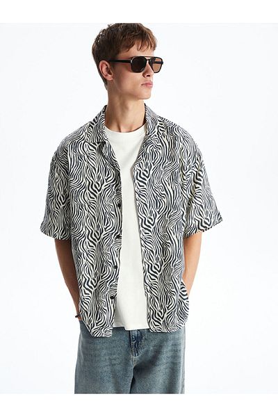 LC Waikiki Comfortable Fit Short Sleeve Patterned Viscose Men's Shirt