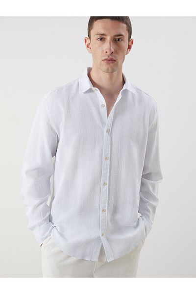 LC Waikiki Regular Fit Long Sleeve Striped Men's Textured Shirt