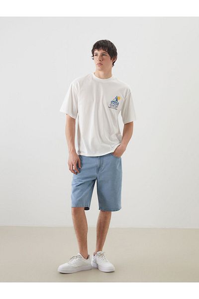 LC Waikiki New Season Crew Neck Printed Combed Cotton Men's T-Shirt - S5Fe48Z8