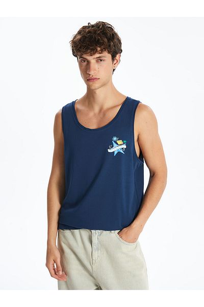 LC Waikiki Ανδρικό αμάνικο μπλουζάκι με στάμπα με λαιμόκοψη