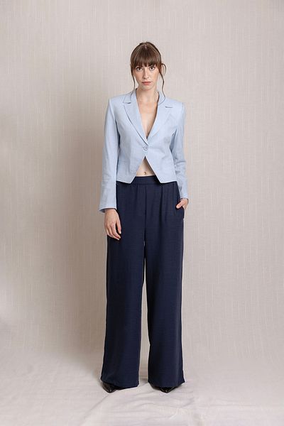 Volanlı Loose Linen Trousers