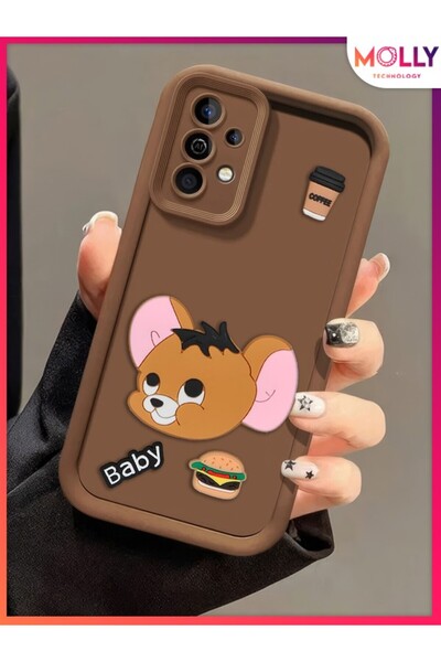 Molly Samsung Galaxy A53 İçin Fallow Brown Kenarları Kalın 3d Kabartmalı Baby...