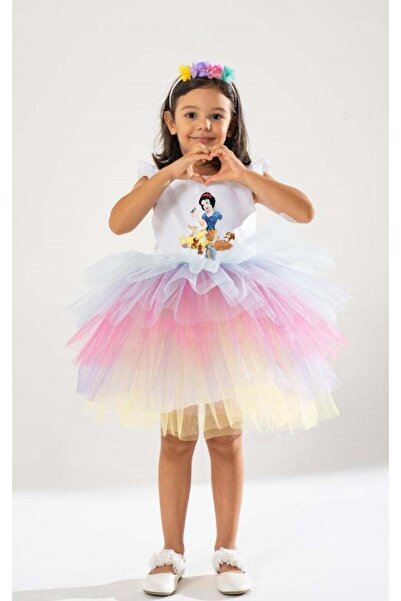 YAĞMUR KOStütüM Taç Hediyeli Pamuk Prenses Ve Sevimli Dostlar Kız Çocuk Doğum...